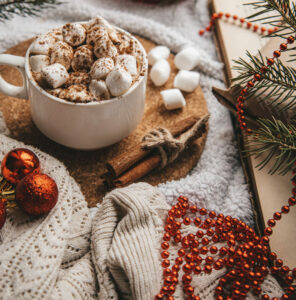 Christmas table with hot chocolate