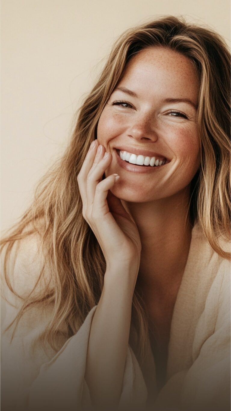 A woman in 30s smiling