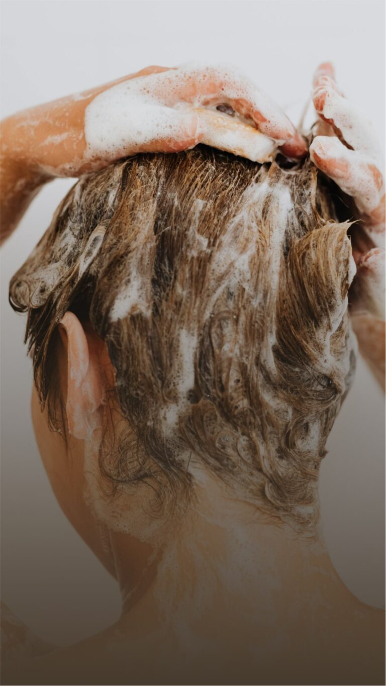 a woman washing hair
